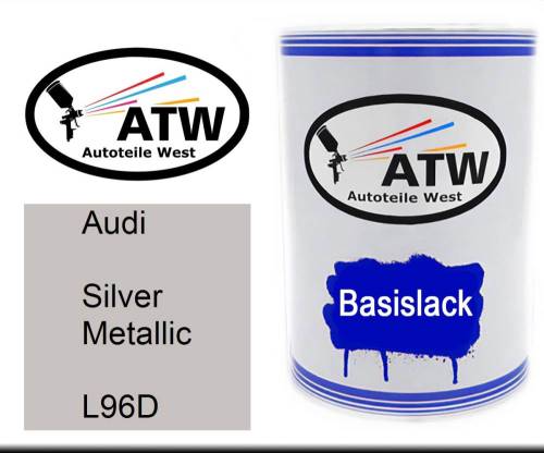 Audi, Silver Metallic, L96D: 500ml Lackdose, von ATW Autoteile West.